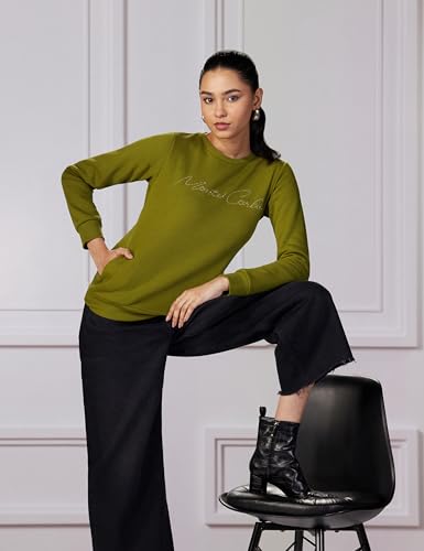 Image of Monte Carlo Embroidered Cotton Blend Round Neck Womens Sweatshirt