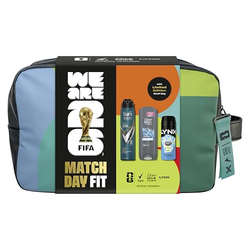 Dove Lynx Sure Gift Set Washbag for Him with an advanced anti-perspirant body wash body spray & limited edition wash bag Match Day Fit for him 3 piece