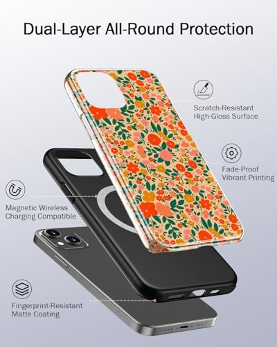 MERRO for iPhone 14/iPhone 13 Case,Cute Floral Aesthetic Y2K Phone Cover - 1