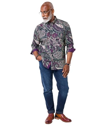 Image of Joe Browns Men's Paisley Print Long Sleeve Shirt, Purple, S