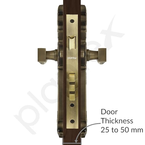 Image of Plantex Heavy-Duty Door Lock for Main Door /Mortise Locks Handle Set with 3 Years of Warranty By Plantex /Mortice Locks with 3 Keys, Brass Lock Body & Cylinder(657- Brass Antique)