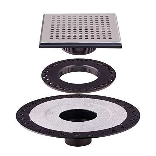 Uni-Green Drain Flange Kit with ABS Bonding Flange Snap-In 6" Grating Mission Style Satin Surface