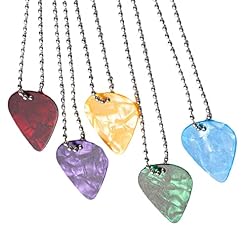 Msugar Collier ras du cou avec pendentif en forme de médiator de guitare – Noir – Pour femme et homme - Les Beatles, Paul McCartney, John Lennon, RIngo Starr, George Harrison