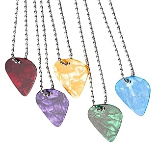 Msugar Collier ras du cou avec pendentif en forme de médiator de guitare – Noir – Pour femme et homme - Les Beatles, Paul McCartney, John Lennon, RIngo Starr, George Harrison
