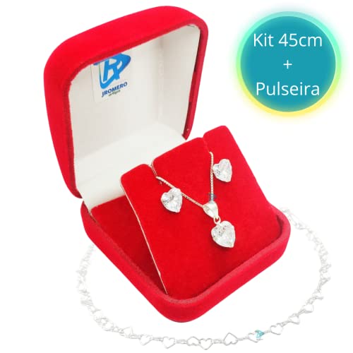 KIT FEMININO COM COLAR PONTO DE LUZ COM BRINCOS 7MM + PULSEIRA - PRATA925 - JROMERO ARTIGOS - CORREN
