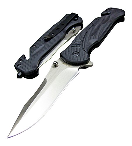 TEK Spring Assisted Opening Folding Razor Sharp 8Cr13MoV Blade - Tactical Rescue Glass Breaker Seat Belt Cutter - Tough Lightweight G10 Handles - Lighting Fast Deployment - Great Everyday Carry
