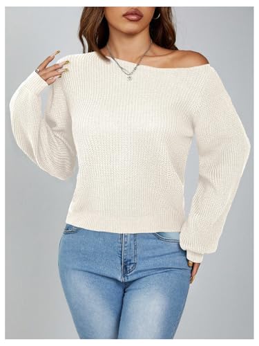 Women's Sweaters Off The Shoulder Tops Long Sleeve Knit Pullover Tops Fall Winter Outfits4
