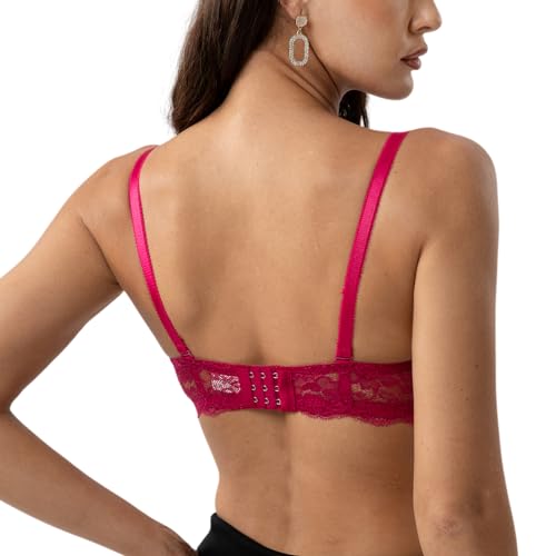 Image of YooMee Push Up Bra for Women,Lace Bras with Underwire Cups,Comfort Padded T-Shirt Bra Add One Cup