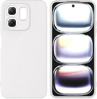 جراب حماية خلفي من السيليكون السائل المضاد للصدمات بتصميم مبطن فرو وغطاء كاميرا كامل متوافق مع infinx سمارت 9 /هوت 50i (أبيض)