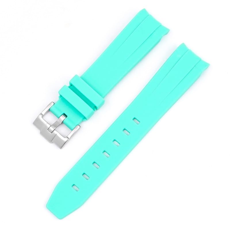 Correa de goma curvada sin espacio de 20mm para reloj negro y oro rosa