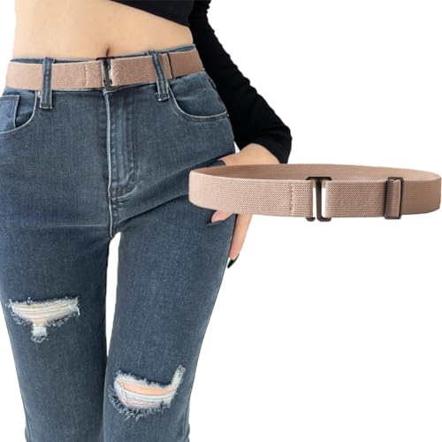 Women No Show Stretch Belt Invisible Elastic Web AdjustableStrap Belt with Flat Buckle for Jeans Pants Dresses2