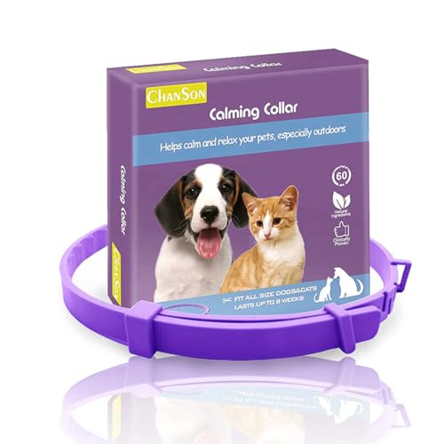 UZYXC Collare Rilassante per Cani Antiansia, Collare Antiparassitario Regolabile 62cm contro Pulci e Zecche, Impermeabile, Ideale per Viaggi, Veterinario, Trasloco, Famiglie con Più Animali