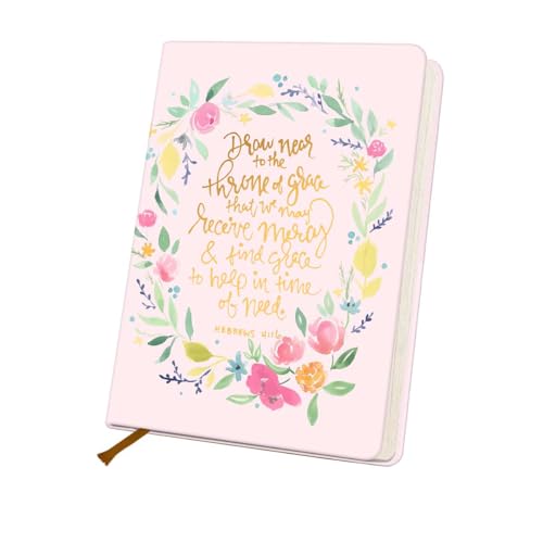 Carnet de notes chrétien en cuir rigide A5 avec aquarelle florale de luxe