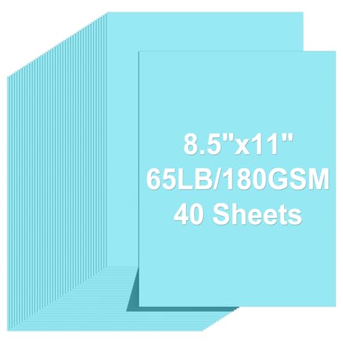Cardstock 8.5 X 11 40 Sheets Light Blue Card Stock 65lb/ 180gsm Copy Paper Cardstock Printer Paper for Art Drawing Invitations DIY Cards Craft Construction School & Office Supplie