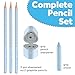 Faber-Castell Grip Graphite Pencils & Accessories Set, Sky Blue – 3 Drawing Pencils (B), Pencil Set for Sketching and Drawing, Art Pencils for Kids, Sketching Supplies
