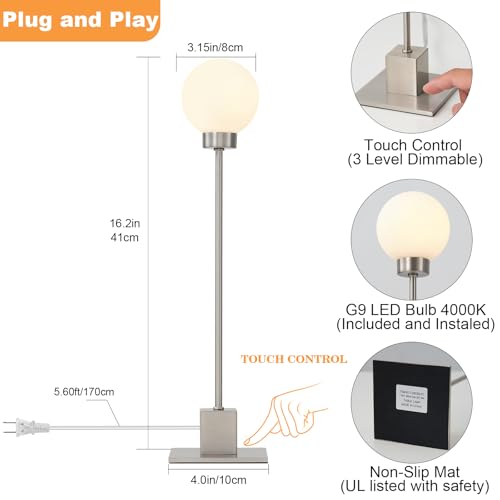 Lámpara de Mesa Táctil Plateada Dimmable Pack 2 miniatura 4