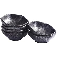 Set of 6 Ceramic Dipping Bowls, 4 Inch Japanese Style Black Speckled Soy Sauce Dishes, Small Porcelain Condiment Bowls for Sushi, Snack, Dessert, Microwave & Dishwasher Safe