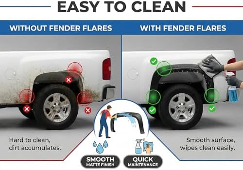 Fender Flares for 2014-2018 Chevy Silverado 1500 2500 3500HD Accessories, Front and Rear Wheel Cover. Black Factory Style Protection Fender Flares, 4PCS — view 7