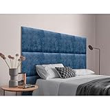 DHOME Polsterkopfteil aus Austauschbaren Selbstklebenden Platten aus Hochwertiger Ökologischer Wolle Luxuriöses Bett für das Gepolsterte Schlafzimmer (Blau, 200cm)
