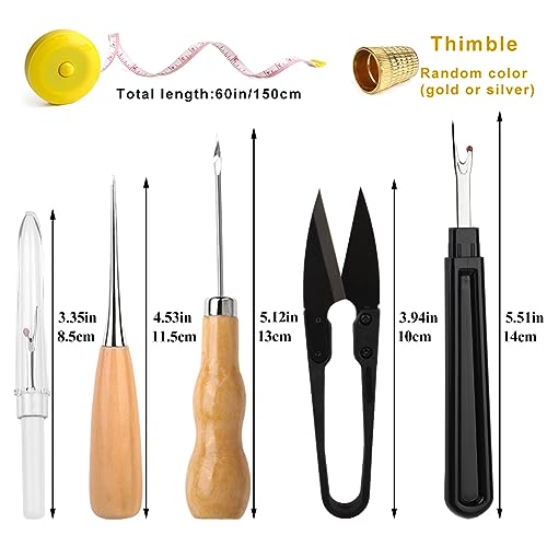 bagerla upholstery repair sewing kit heavy duty sewing kit with awl tools seam ripper hand stitching needles upholstery thread leather craft tool kit for shoes sofa tent carpet leather craft diy