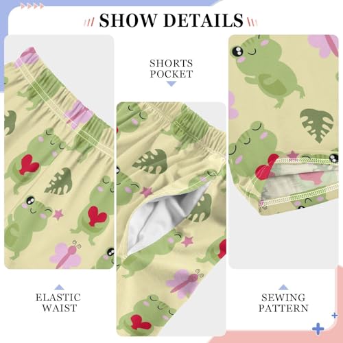 Lovely Frog Butterfly with Love Boys Long Pants Soft Trousers Elastic Waist Kids Lounge Bottoms with Pockets S-XL4