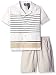 Nautica Little Boys' Two Piece Short Sleeve Shirt with Pull On Solid Shorts