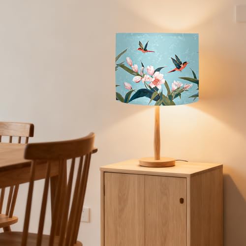 Image of Nuxovilar Lamp Shades Set of 2, 13 inch Top x 13 inch Bottom x 10 inch High (Spider) | Table lamp shades delicate floral bird design bedroom sunroom reading nook covers (Bird)