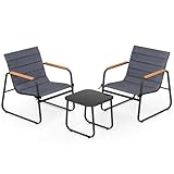 FANTASK 3-teiliges Gartenmöbel Set, Bistroset inkl. 2 Gartenstühlen & Beistelltisch, Terrassenmöbel Set, Gartengarnitur für Garten, Balkon, Terrasse