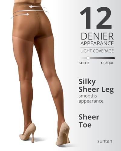 Image of MeMoi Control Top Crystal Pantyhose for Women, Breathable Sheer Tights, Control Top Sheer Stockings, Comfortable Panty Hose