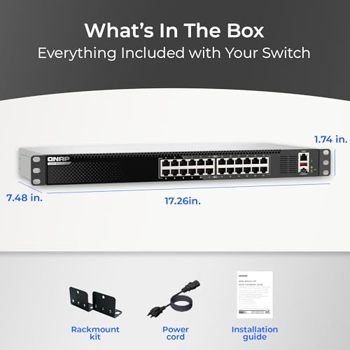 Image of QNAP 24-Port 1U Rackmount High-Density L3 Lite 10GbE Managed Switch (QSW-M3224-24T-US)