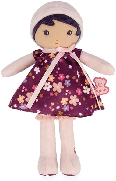 KALOO - Tendresse, Mi Muñeca de Tela Violette, Muñeca de Trapo 25 cm, Vestido de Flores de Micro Terciopelo, Bonita Caja de Regalo y Cinta Personalizable, Desde el Nacimiento, K200001