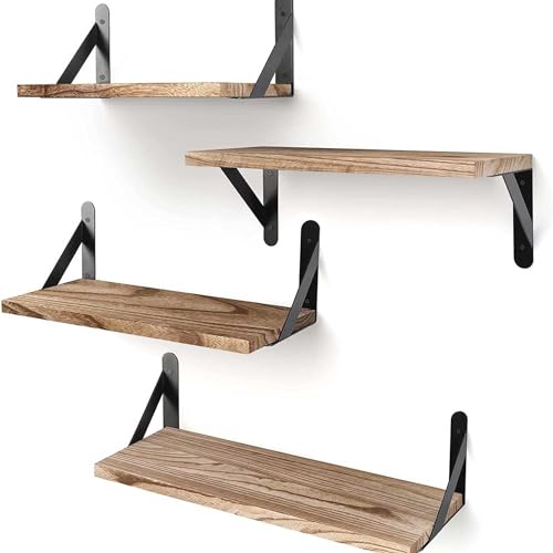Lista de Estantes de pared los más recomendados. 45 DYNAFIRE Conjunto de 4 Piezas de Repisas Flotantes para Pared, Estantes de Flotantes Moda y Duraderos. Estanterías para Organizador y Decorar Sala, Dormitorio y Oficina