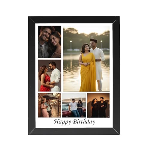 Image of Personalized Photo Frame 8x12 Inch | Custom Collage Photo Frame Gift for Birthday, Anniversary, Couple, Friends | Acrylic Sheet with MDF Back | Wall Decor Memory Frame (D-2)