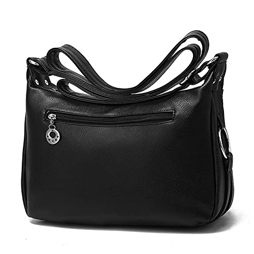 ROUROU Soft Faux Leather Shoulder Bag for Women Multi Pocket Handbag Waterproof Crossbody Bag Large Capacity Purse3