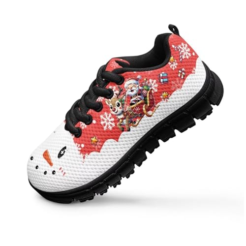 Kids Christmas Running Shoes Lightweight Breathable Mesh Sports Tennis Sneakers Anti-Skid Comfortable Casual Shoes for Boys Girls