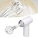 Elektrischer Schneebesen, Handmixer Hand-Eierbesen, Kabelloser Elektrischer Küchen-Handmixer 3-Gang-Mixer für Cappuccino, Matcha, Matcha für Teig, Eier, Teig, Sahne (WHITE)