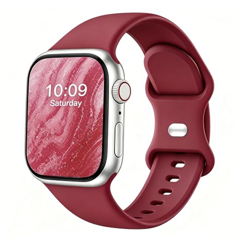 Image of Sport Bands Compatible with Apple Watch Band Women Men 40mm 38mm 41mm 42mm 44mm 45mm 46mm 49mm ,Soft Wristband Waterproof Replacement Strap for iWatch Bands Series 11 10 9 8 7 6 5 4 3 2 1 SE Ultra Wine Red