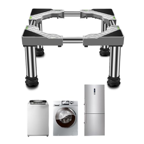 Adjustable Washing Machine Stand, Multi-Functional Adjustable Base Length/width 45-65cm Height 14-17cm Load 200kg Extendable Appliance Base for Washer Refrigerator Dryer 4 Strong Feet 10cm Gray