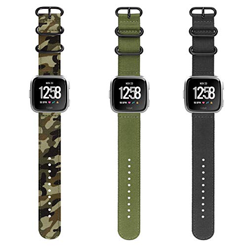 Fintie Bands Compatible With Fitbit Versa 2 / Versa/Versa Lite Edition, Soft Nylon Replacement Strap Wristband Accessories Compatible With Fitbit Versa Smart Watch - Olive #TOP7