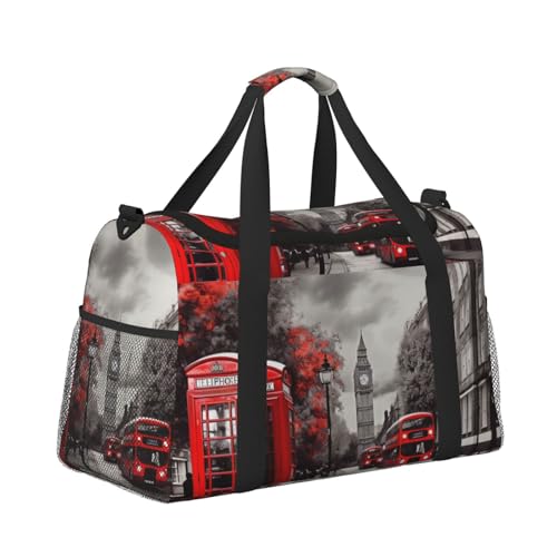 Red London Street Travel Duffel Bag Lightweight Waterproof Carry On Tote Bag Foldable Weekender Overnight Bags Sport Gym Bag For Women Men3