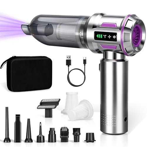 Utoimain Aspiradora de mano con batería inalámbrica 16000 Pa, mini aspiradora de coche con motor sin escobillas de 80000 rpm, ligero y portátil, 3 niveles de succión para coche, sofá, pelo de mascotas