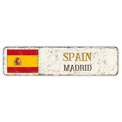 Madrid Beer Tin Sign, Metal Memorial Plaque, 6x24in