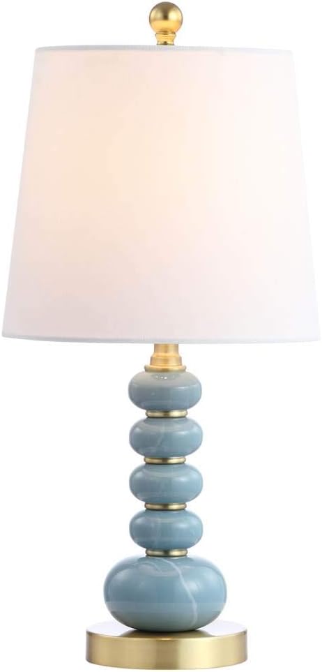 SAFAVIEH Lighting Collection Trace Light Blue Marble Finish/ Brass Gold 20-inch Bedroom Living Room Home Office Desk Nightstand Table Lamp (LED Bulb Included)