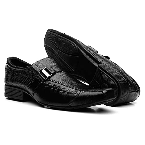 Sapatos Social Masculino Em Couro Fivela SV Preto 44