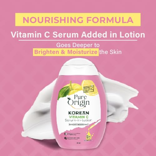 Image of Pure Origin Korean Vitamin C Bright Boosting Body Lotion (Pack of 2) | For Brighter, Glowing Skin and moisturized skin | For women and men | 600 ml