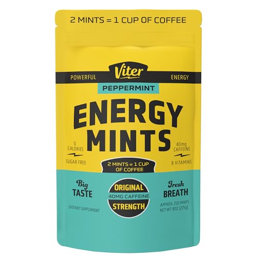 Image of Viter Energy Caffeinated Mints 40mg Caffeine, B Vitamins, Sugar Free. (Peppermint, 8oz, Bulk Bag)