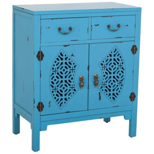 WANDERLUST DECO Recibidor de Madera Azul 66x36x78h cm