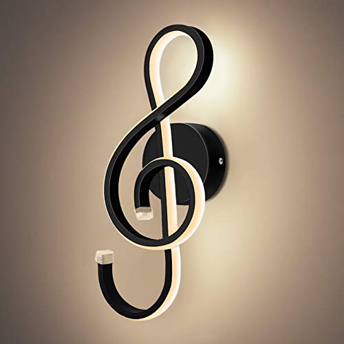 Image of Kawell 22W Indoor LED Wall Light Modern LED Wall Sconce Light Creative Wall Lamp LED Music Symbol Art Decoration for Bedroom Living Room Cafe Lounge Stairs Corridor, Black 3000K