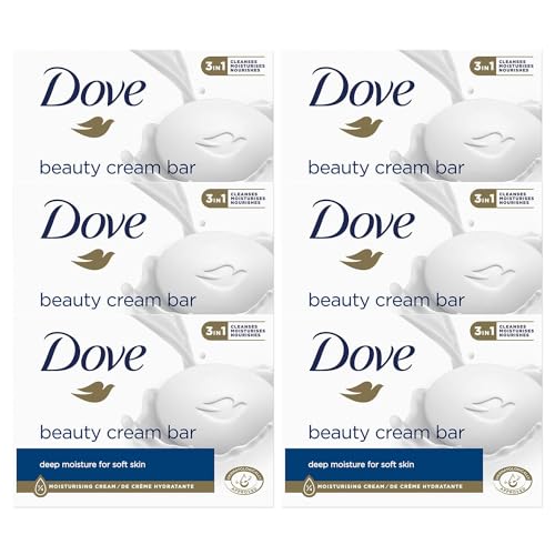 Dove Original Beauty Cream Bar 3 in 1 deterge, idrata e nutre Sapone da bagno senza solfati per una pelle morbida e liscia, adatto per l'uso quotidiano, 6x90g