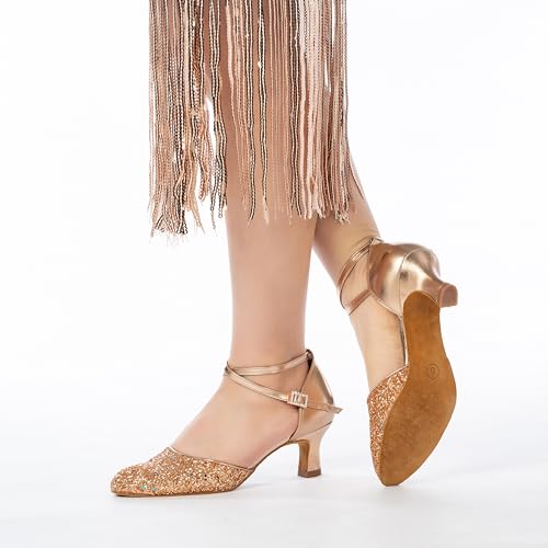 RoseMoli 1920s Shoes for Women Salsa Ballroom Dance Shoes for Woman Low Heels Dancing Pumps for Latin Tango Flapper Character Party Glitter Shoe3